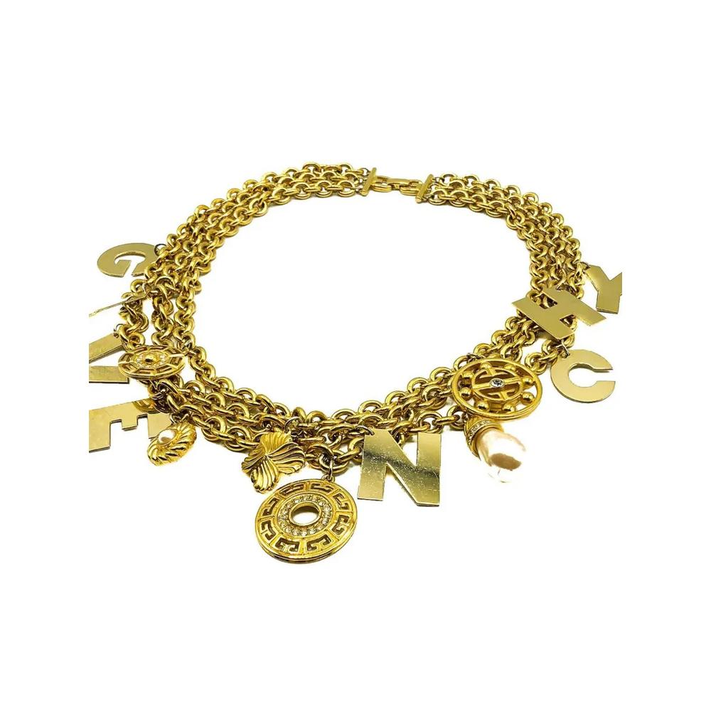 Vintage Givenchy Standout Runway Spell Out Letter Charm Chain Collar 1980s 2
