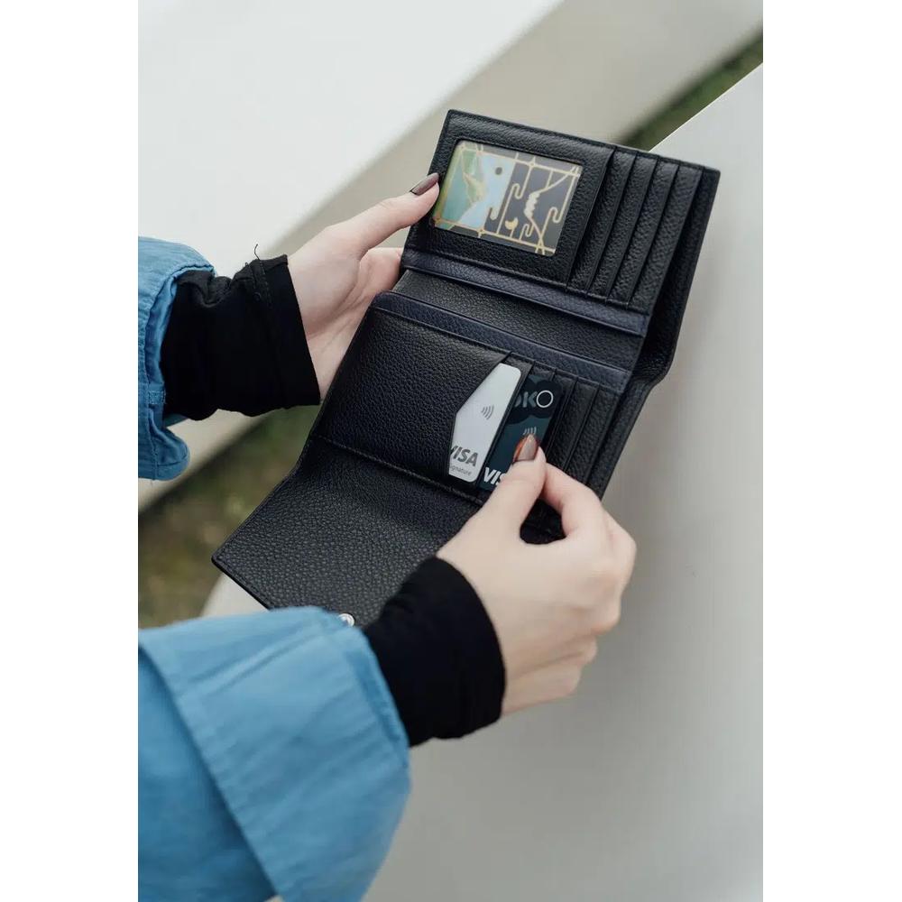 Keira Leather Trifold Wallet - Черный 2