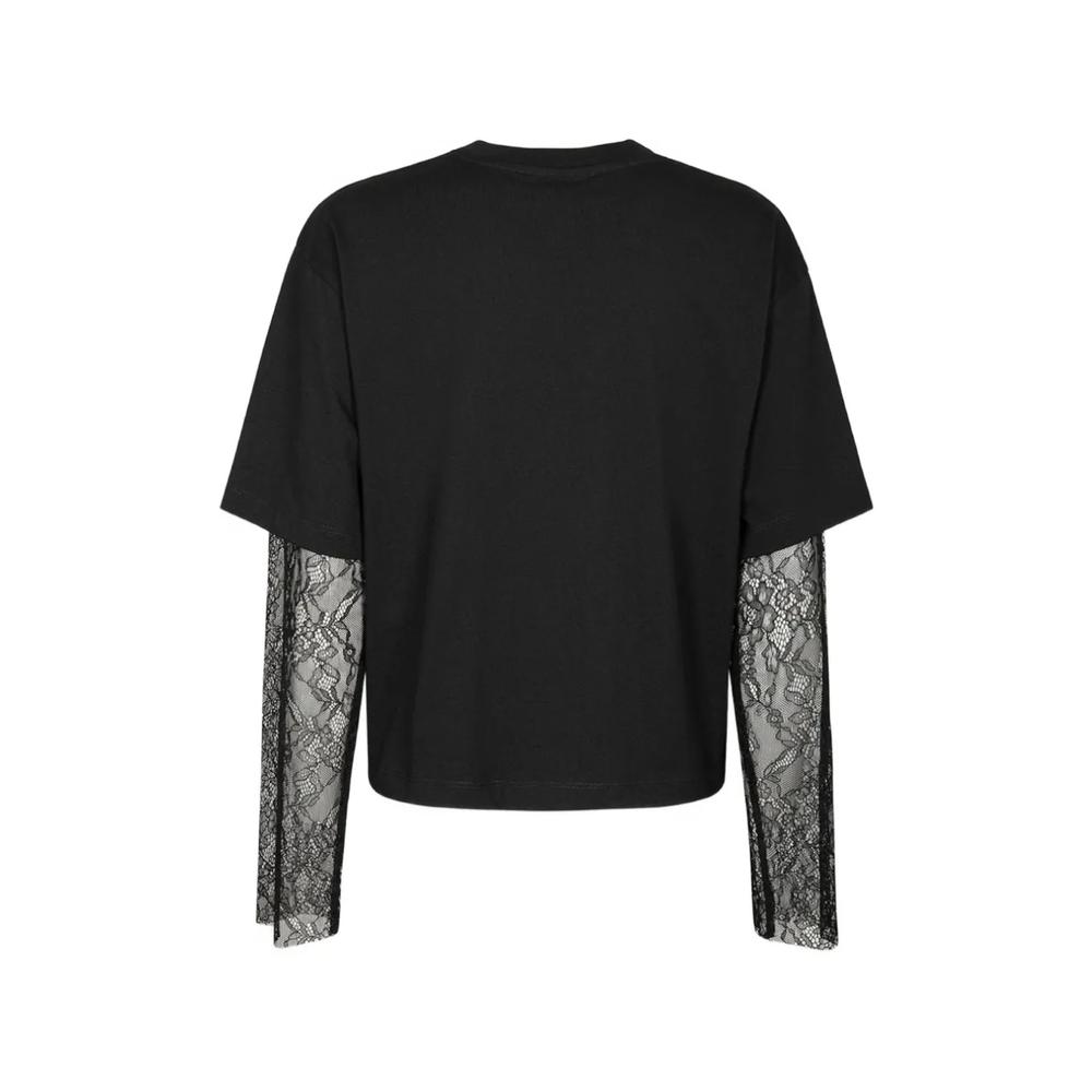lace-panel logo-patch T-shirt 2