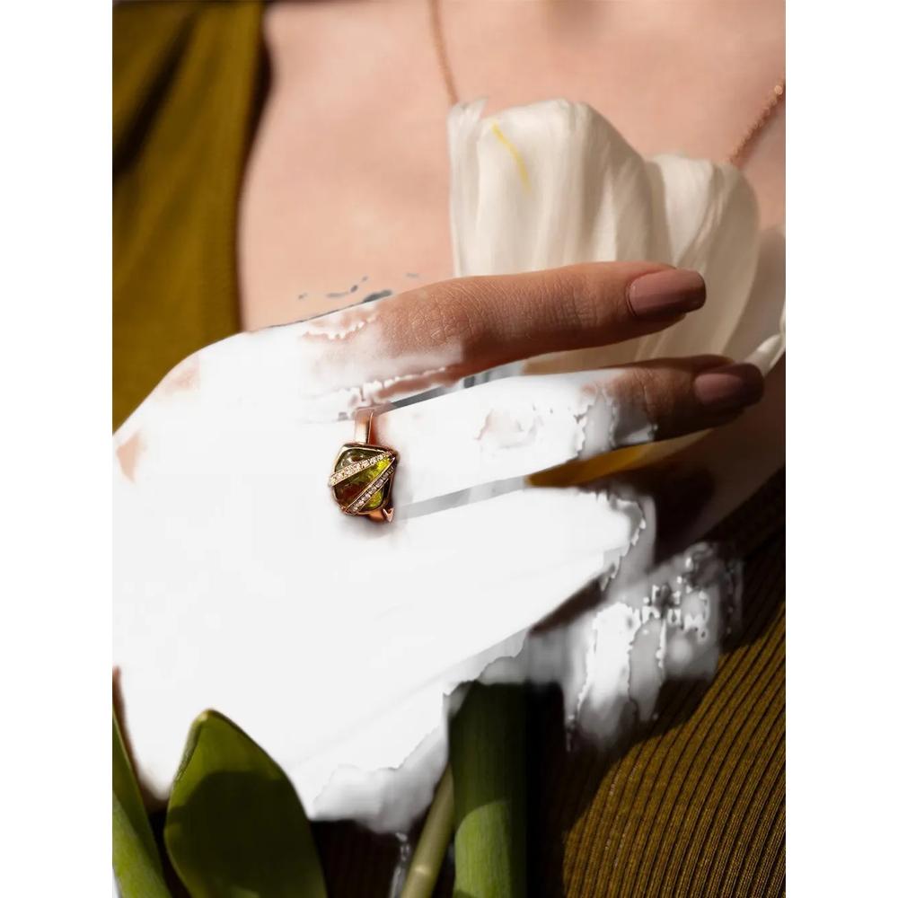 Elemental peridot and diamond ring 1