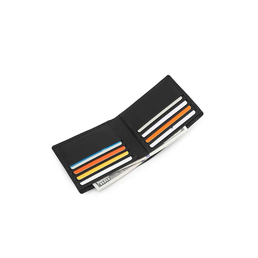 Мужской кожаный кошелек с блокировкой RFID - Черный 5