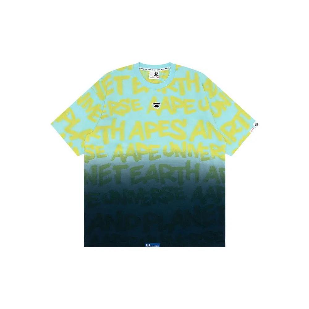 Футболки AAPE Moonface Logo-Patterned Tee 'Blue/Yellow' 1