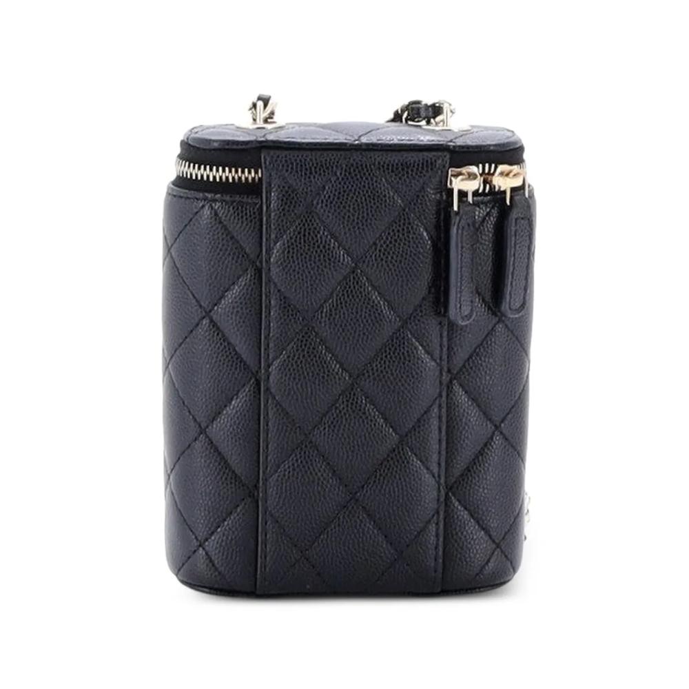 Маленькая сумка на плечо Vertical Classic Vanity Case with Chain Quilted Caviar 2