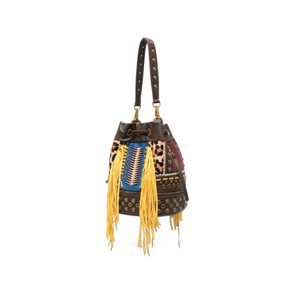 Jungle fringe-trimmed studded bucket bag 3