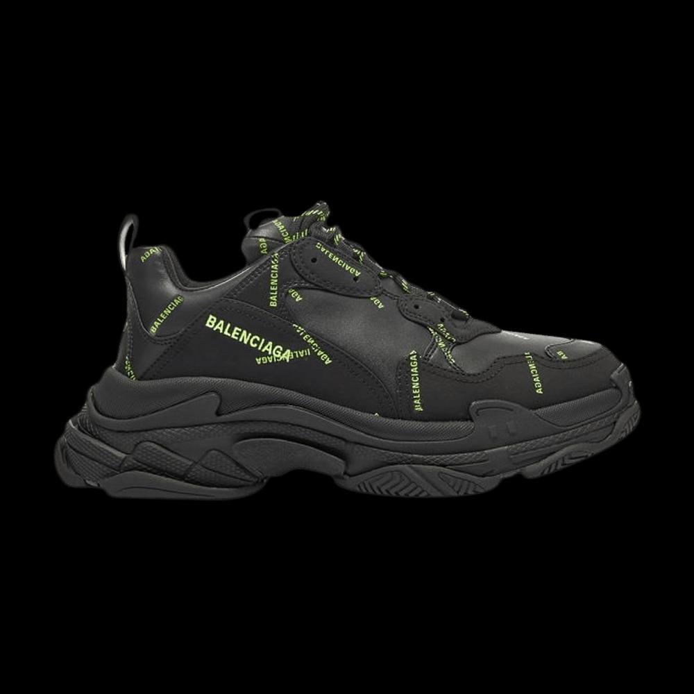 Кроссовки Balenciaga Triple S Sneaker 'Allover Logo - Черный Fluo Yellow' 1