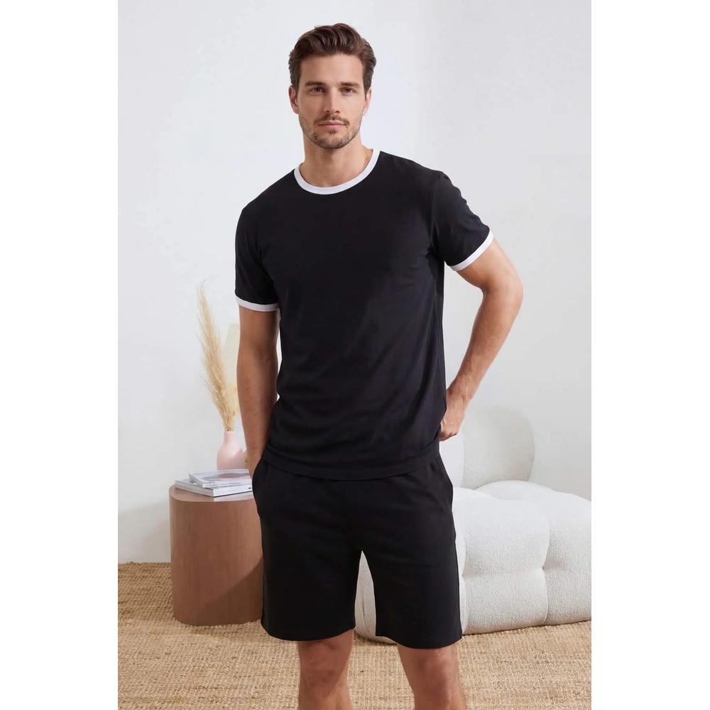 Черная пижама Regular Fit с контрастными деталями на воротнике и рукавах Tmnss26Pt00016 2