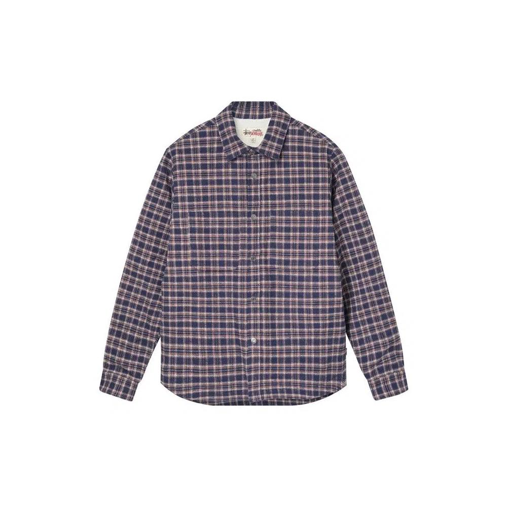 Фланелевые рубашки Stussy Sherpa Lined Plaid Shirt 'Navy' 1