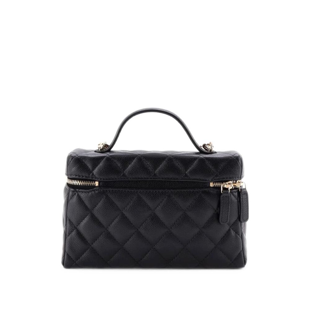 Classic Top Handle Slim Vanity Case with Chain Quilted Caviar Small satchel 2