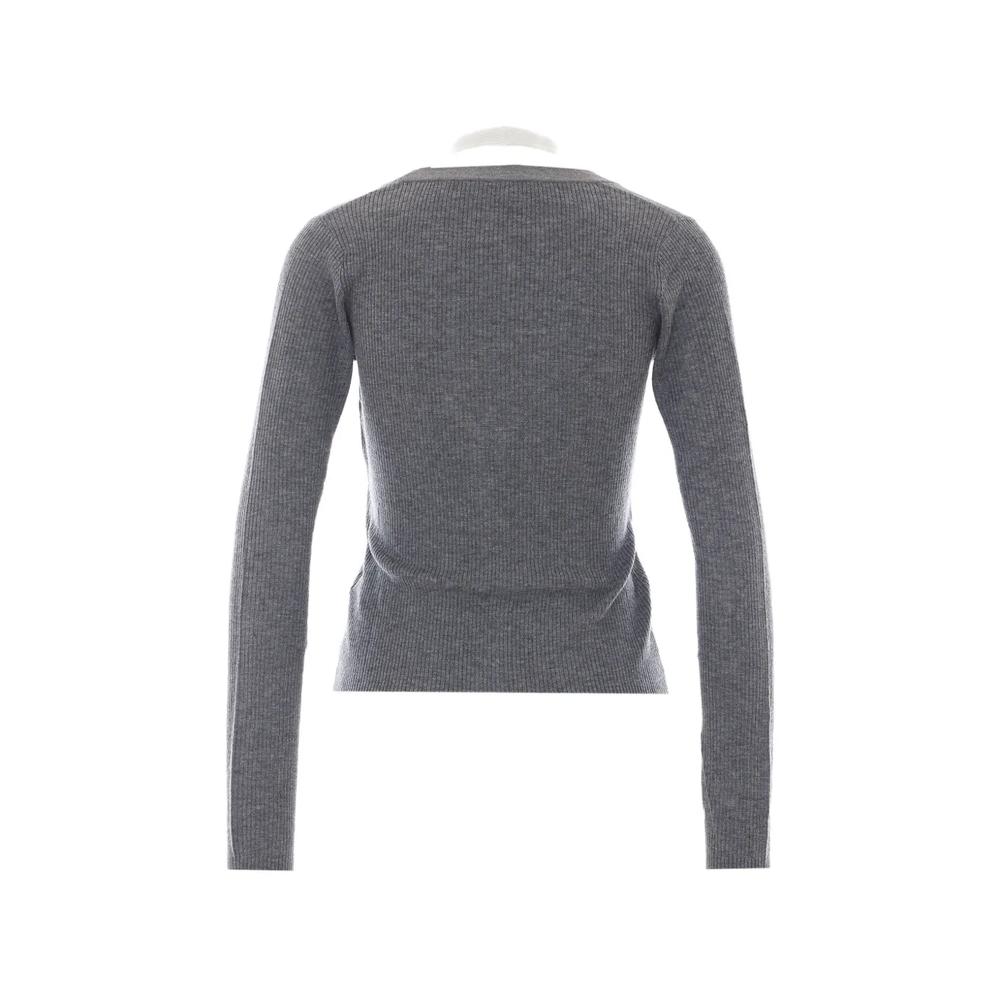 ribbed-knit layered cardigan 2
