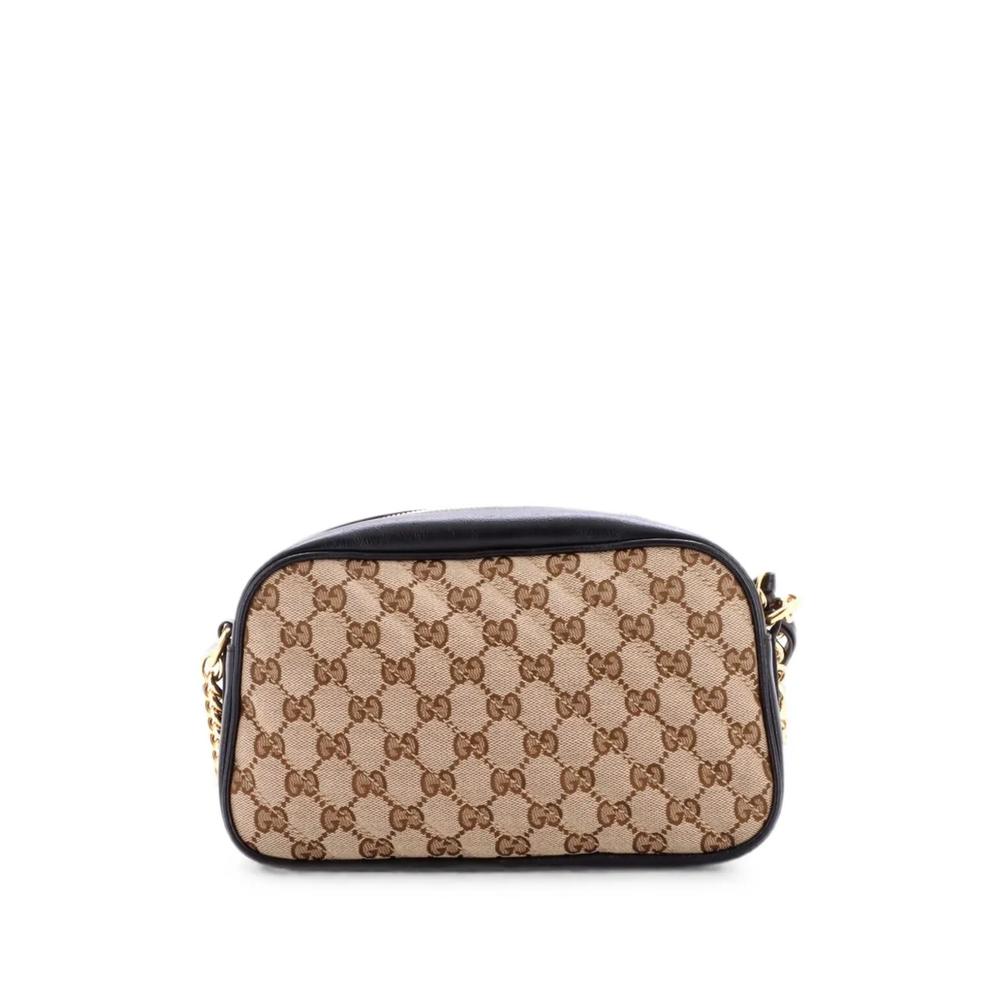 Маленькая сумка на плечо GG Marmont Shoulder Bag Diagonal Quilted GG Canvas with Leather 2