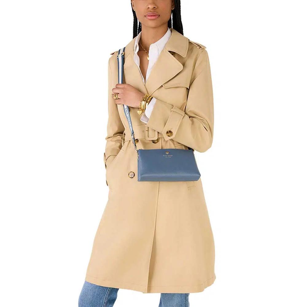 Emma Pebbled Leather Мини-сумка через плечо Голубой камень KK257 5