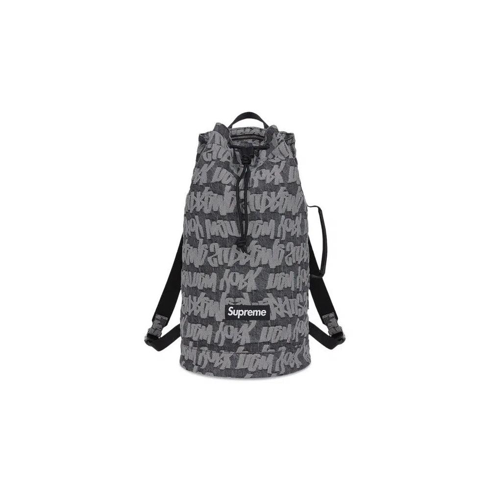 Рюкзаки Supreme Fat Tip Jacquard Denim Backpack 'Black' 1