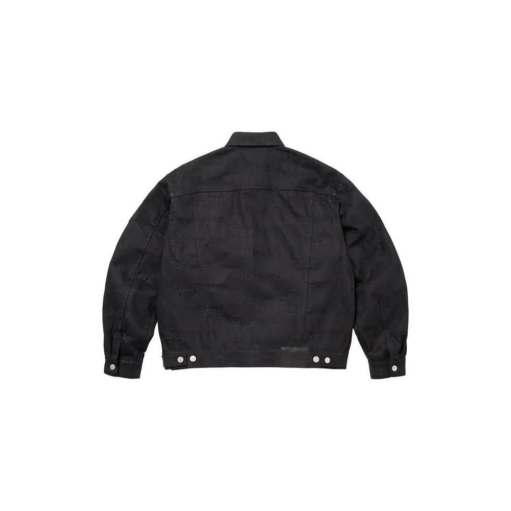 Джинсовые куртки Supreme Jacquard Logos Denim Trucker Jacket 'Black' 2