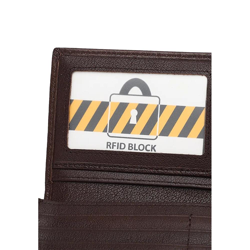 Мужской натуральная кожа RFID-блокирующий длинный кошелек-фортуна - Коричневый 6