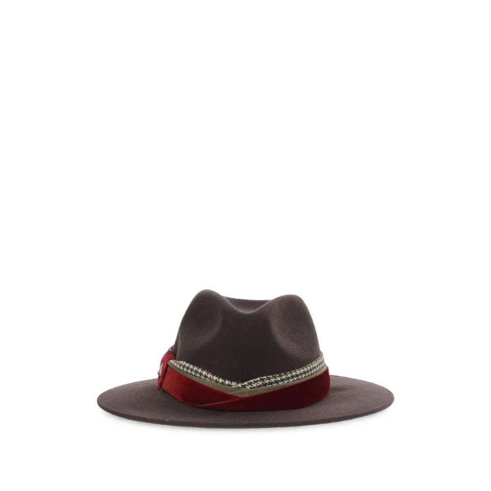 houndstooth-trim wool fedora hat 1