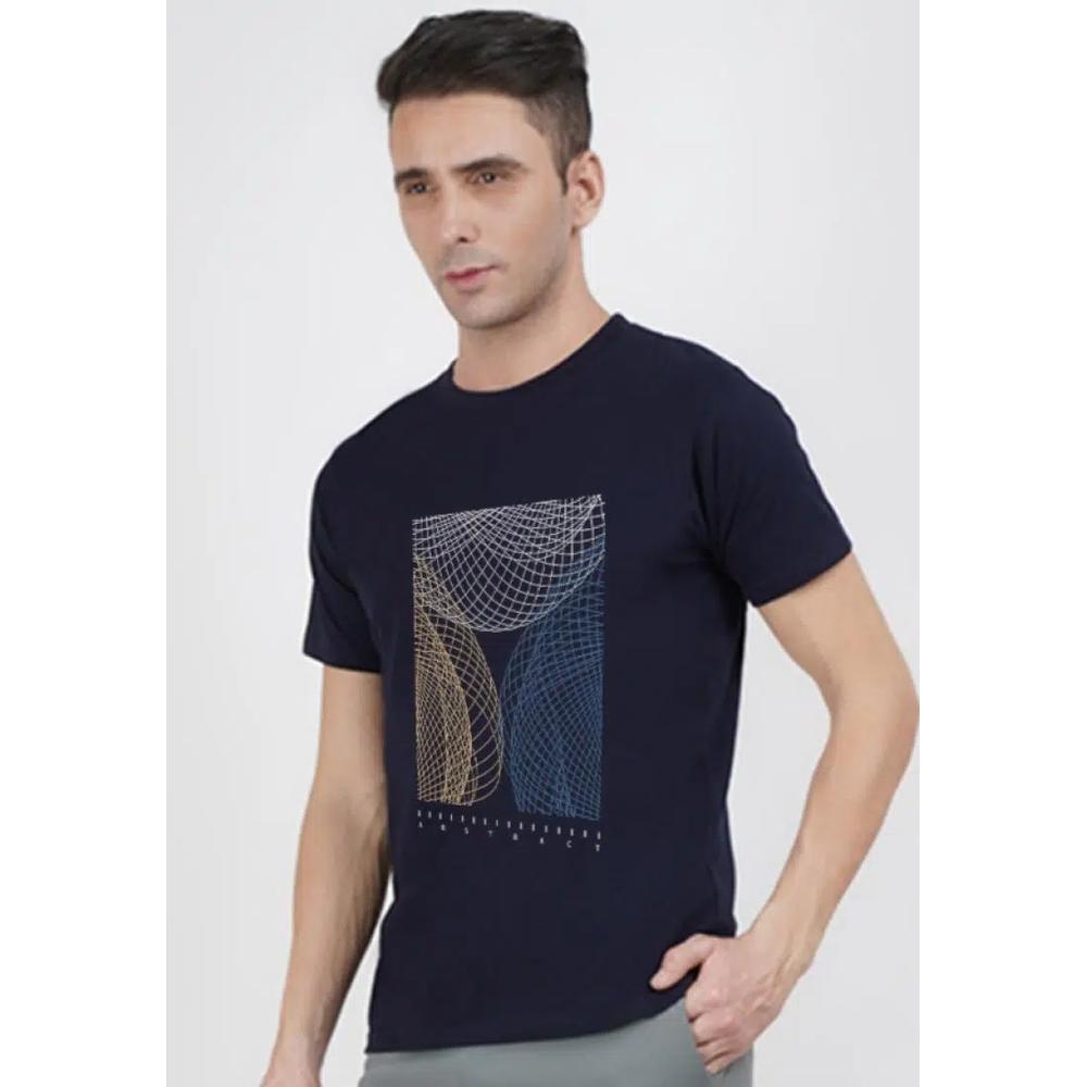Футболка Discovery Print Graphic Navy Blue Cotton Blend Short Sleeve Regular Fit Tee 3