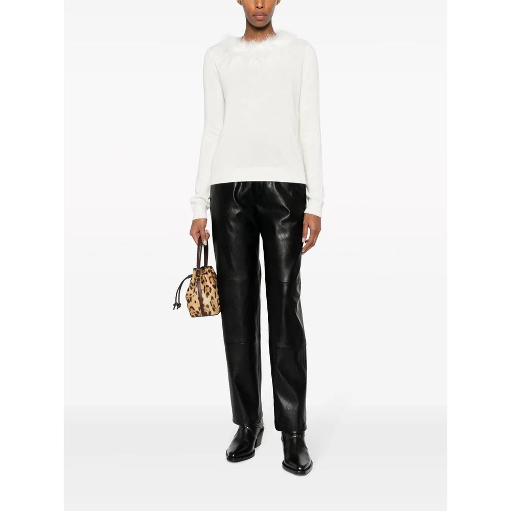 faux fur-trim knitted top 2