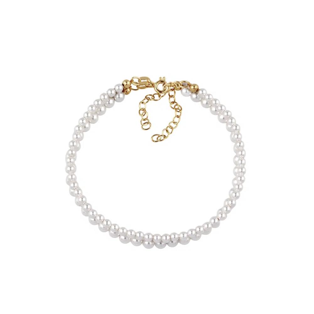 Двойной браслет с жемчугом Swarovski® – серебро с позолотой 5