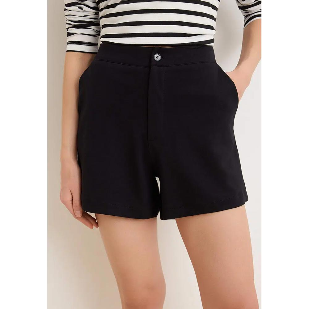 Черные шорты Regular Waist Wide Leg Short Interlock Knitted Shorts & Bermuda Twoss26Sr22 3
