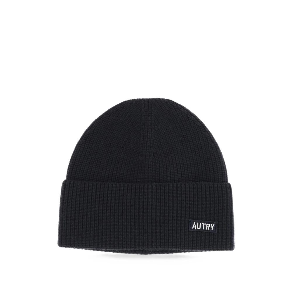 ribbed-knit logo-patch beanie hat 1