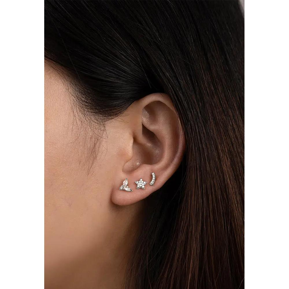 Серьга-гвоздик Star Pave Silver с плоской задней частью 2