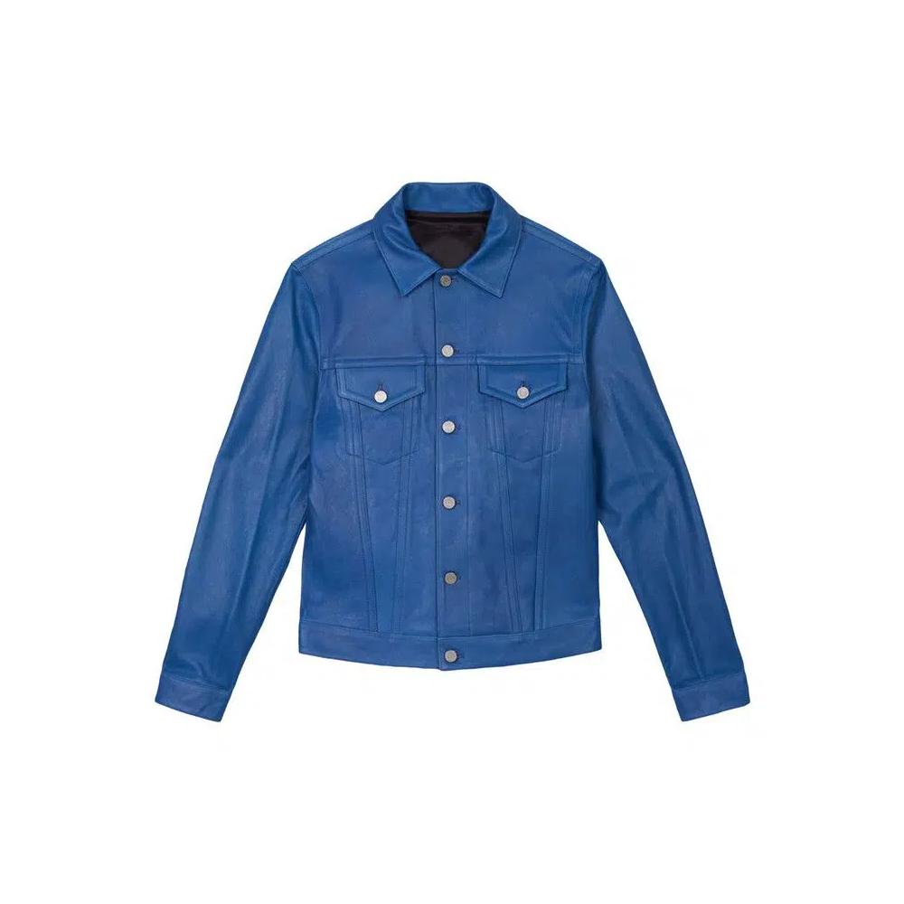 Кожаные куртки PURPLE BRAND Leather Trucker Jacket 'Galaxy Blue' 1