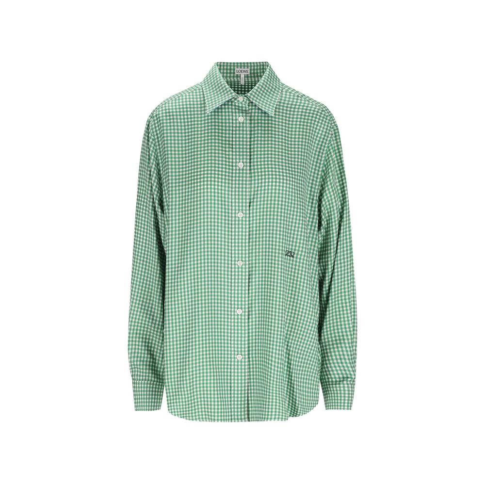 Anagram-embroidered gingham shirt 1