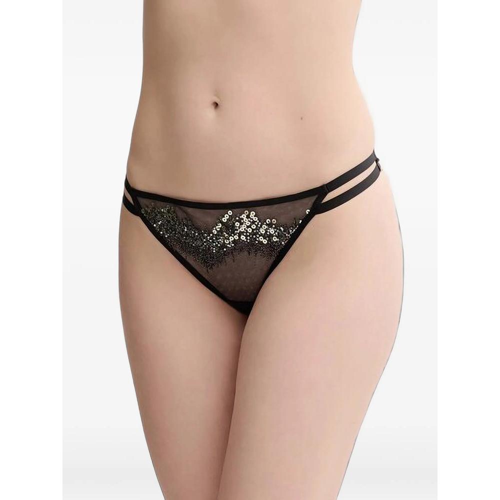 sequin-embellished mesh thong 1
