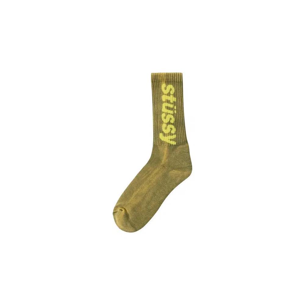 Носки Stussy Washed Helvetica Crew Sock 'Зеленый' 1
