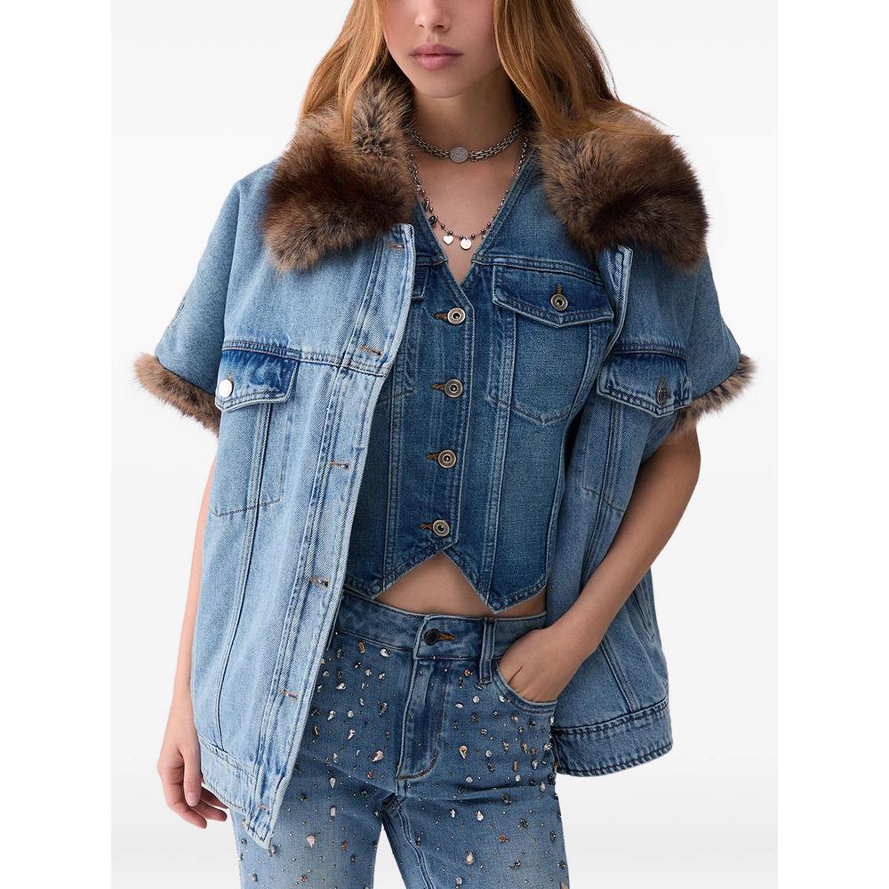 denim vest with teddy details 4
