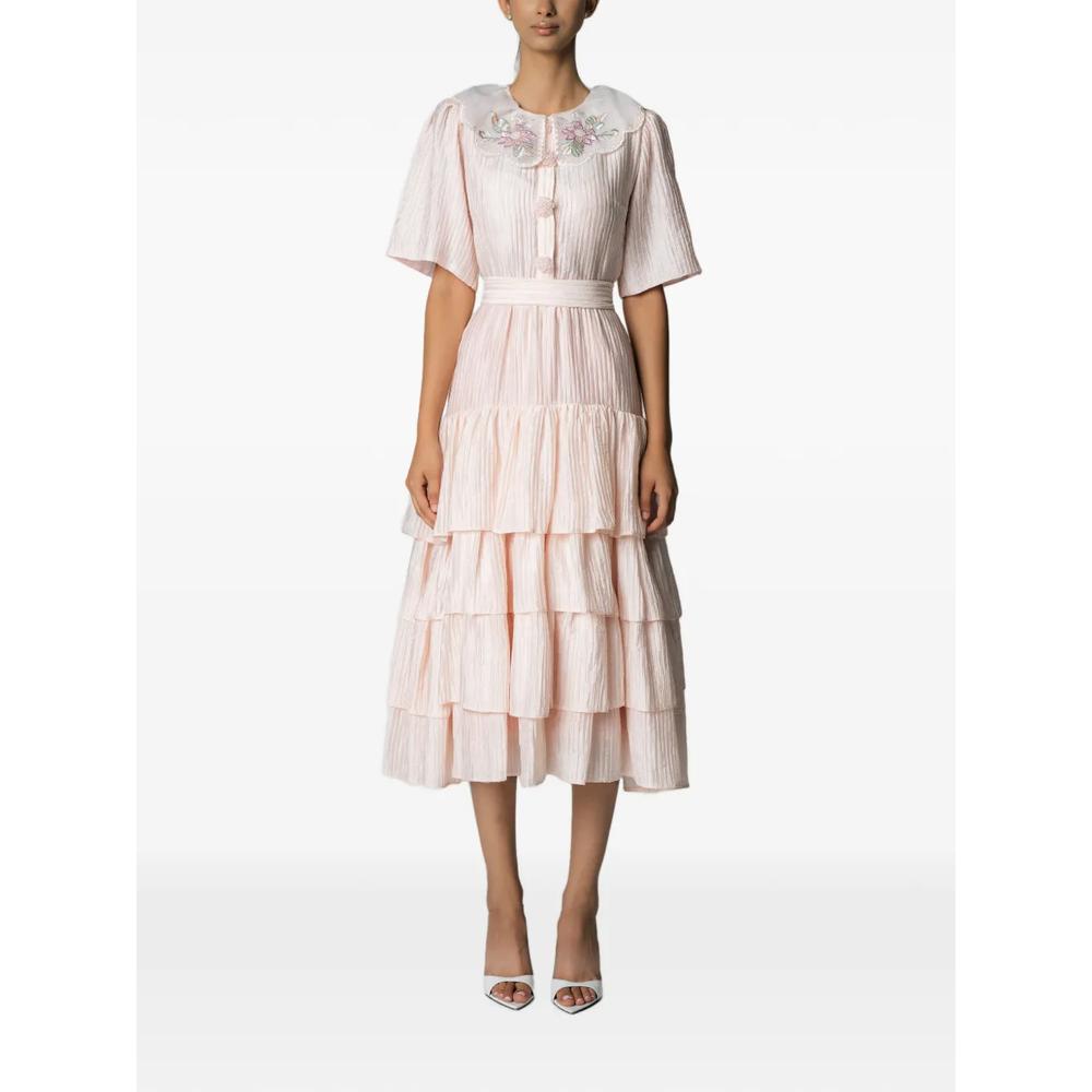 embroidered tiered midi dress 2