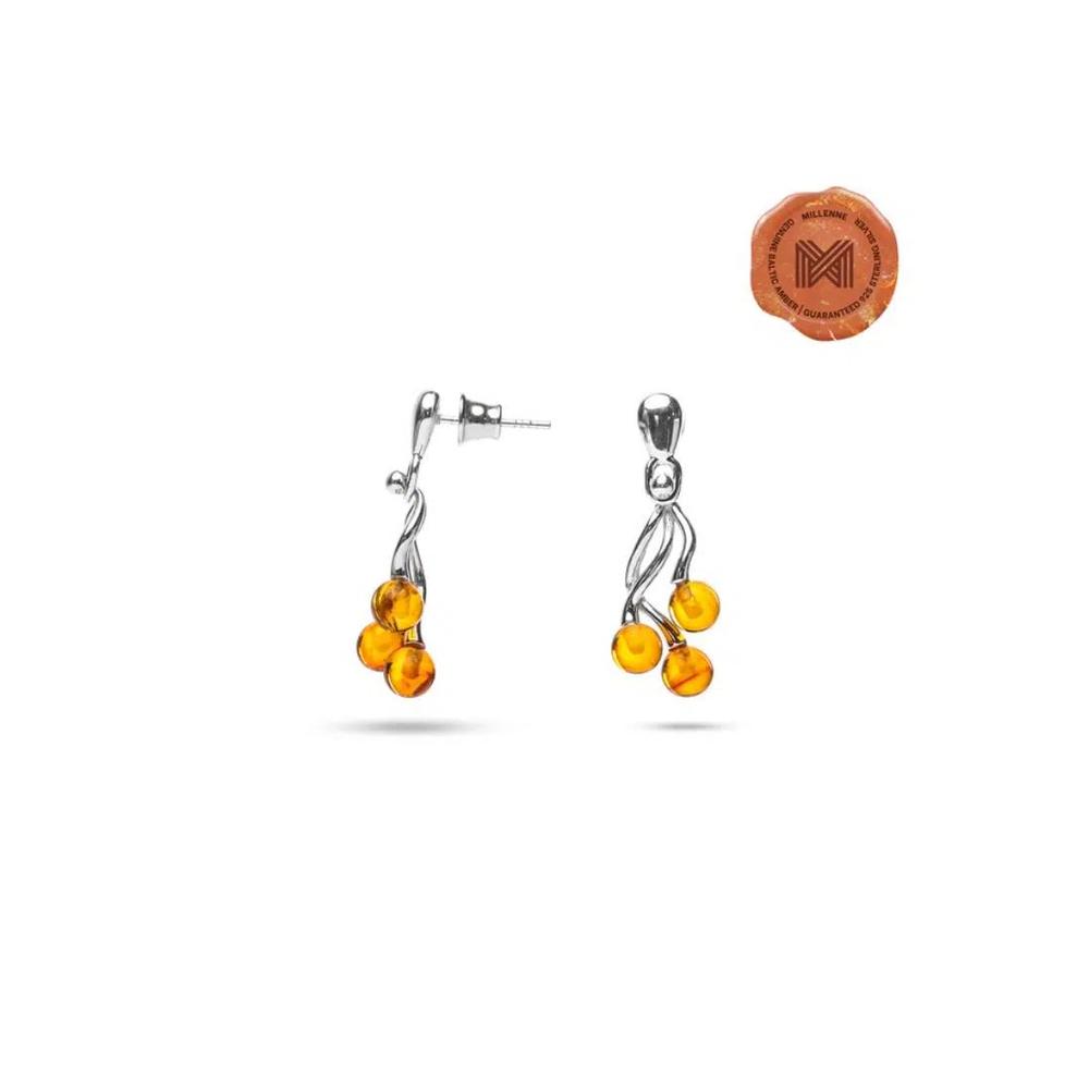Серьги Multifaceted Baltic Amber Trio Silver с 925 стерлинговым серебром 5