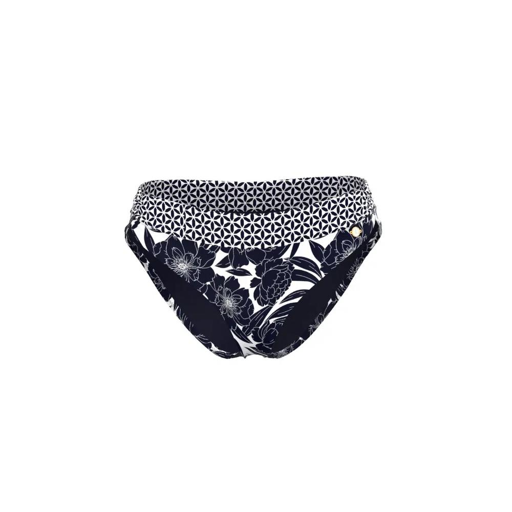 Классические брюки полной длины Bold Bloom Navy с контрастной утянутой резинкой на поясе 1