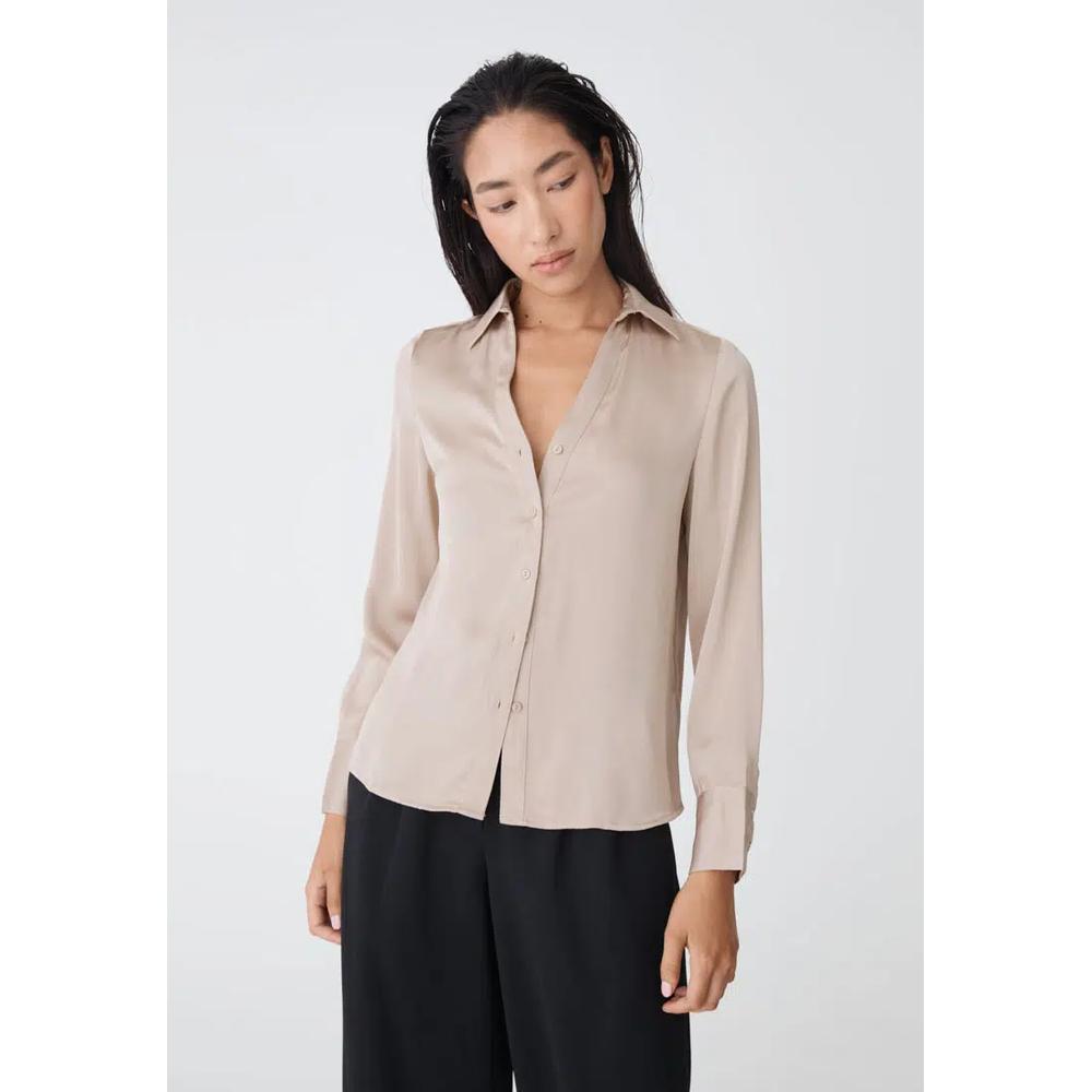 Блуза из сатина с V-образным вырезом Lila 1