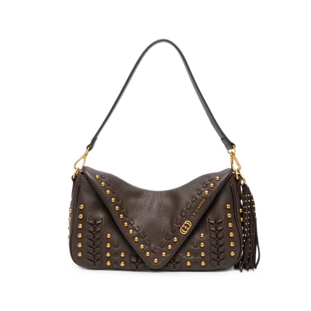 Eclipse stud-embellished whipstitch shoulder bag 1