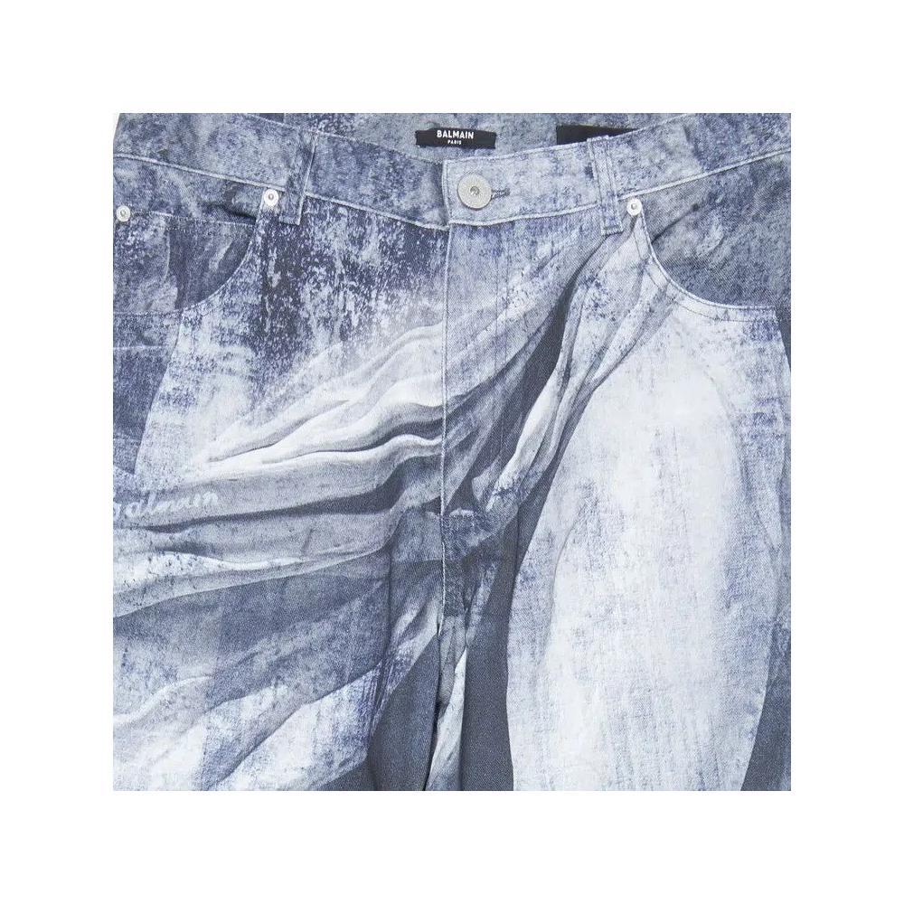 Джинсы Balmain Statue Printed Loose Denim Pants 'Blue/Gris' 3