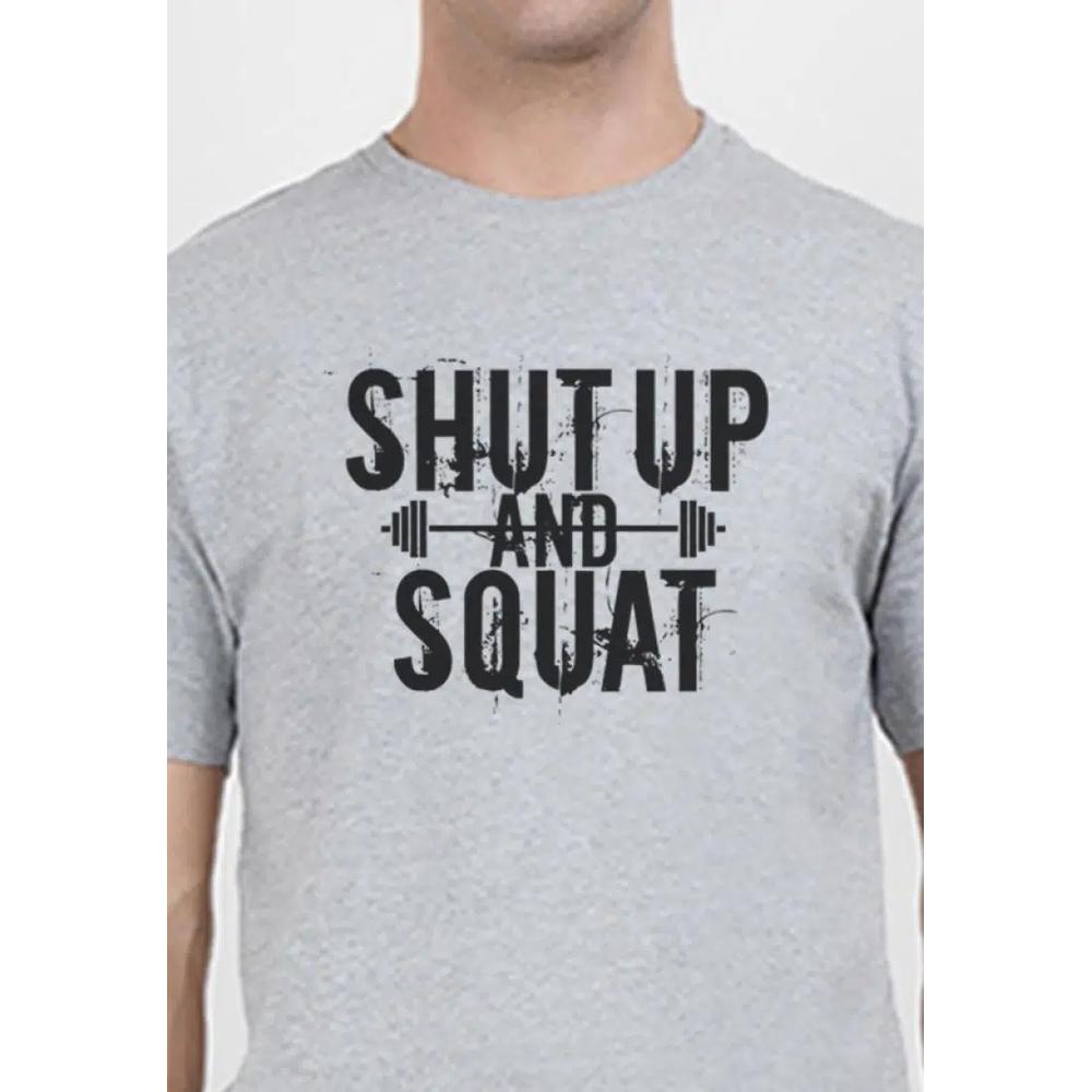 Футболка Shut up and Squat Grey Cotton Short Sleeve Crew Neck Workout/Training Tee 5
