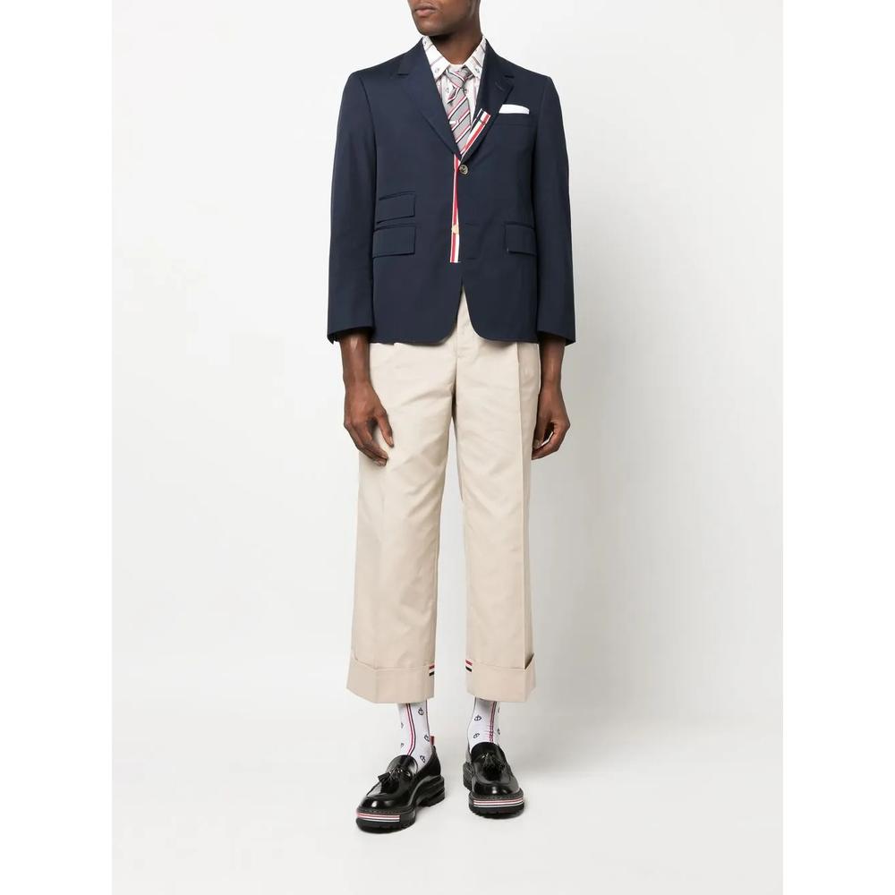 single-breasted cropped-sleeve blazer 2