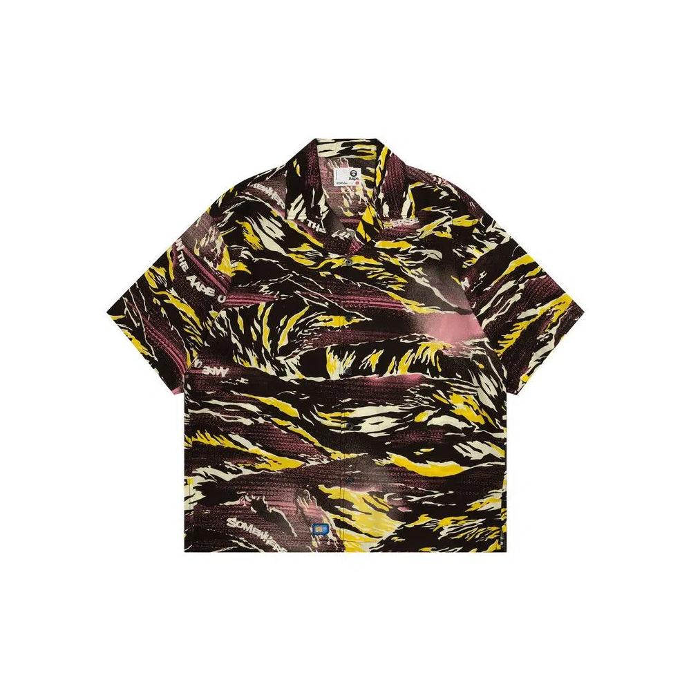 Шорты AAPE Printed Short Sleeve Shirt 'Pink/Yellow' 1