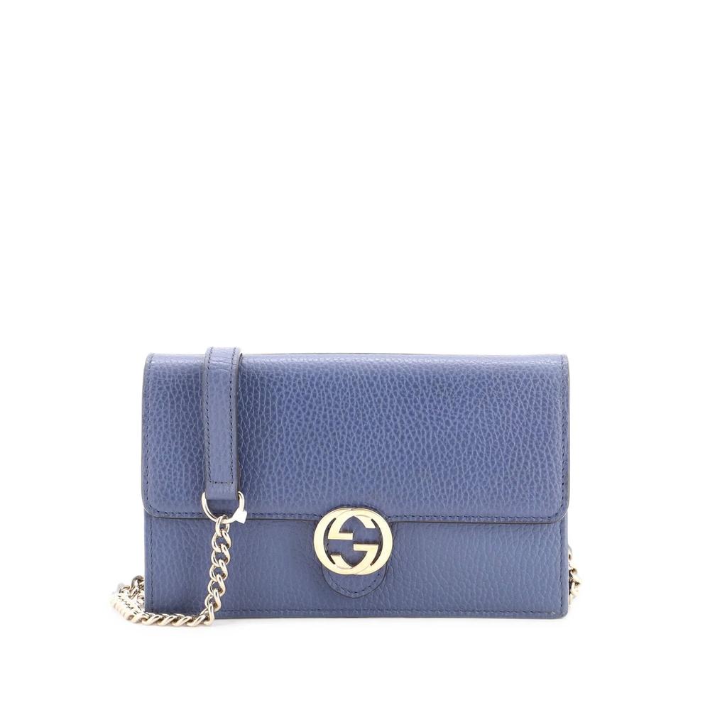 Interlocking Wallet on Chain Leather crossbody bag 1