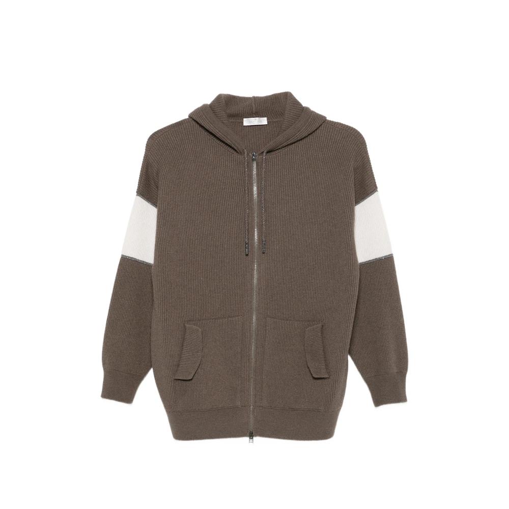ribbed-knit colour-block hoodie 1