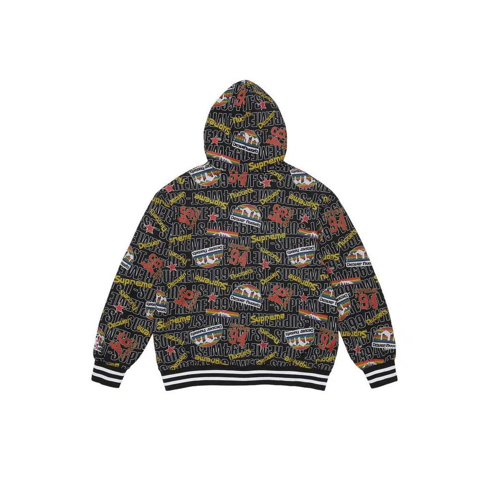Худи Supreme x Mitchell & Ness Teams Zip Up Hooded Sweatshirt 'Black' 2