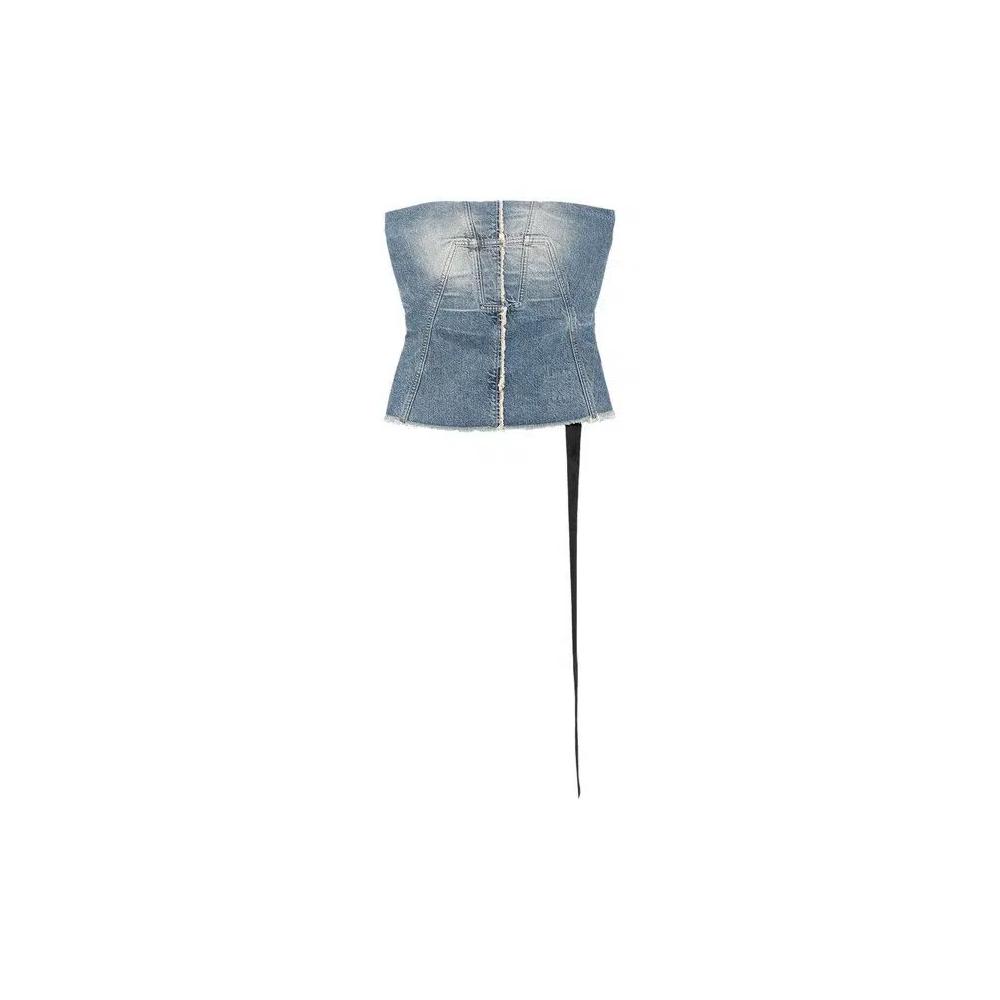 Укороченные топы Rick Owens DRKSHDW Denim Bustier Top «Washed Indigo» 1