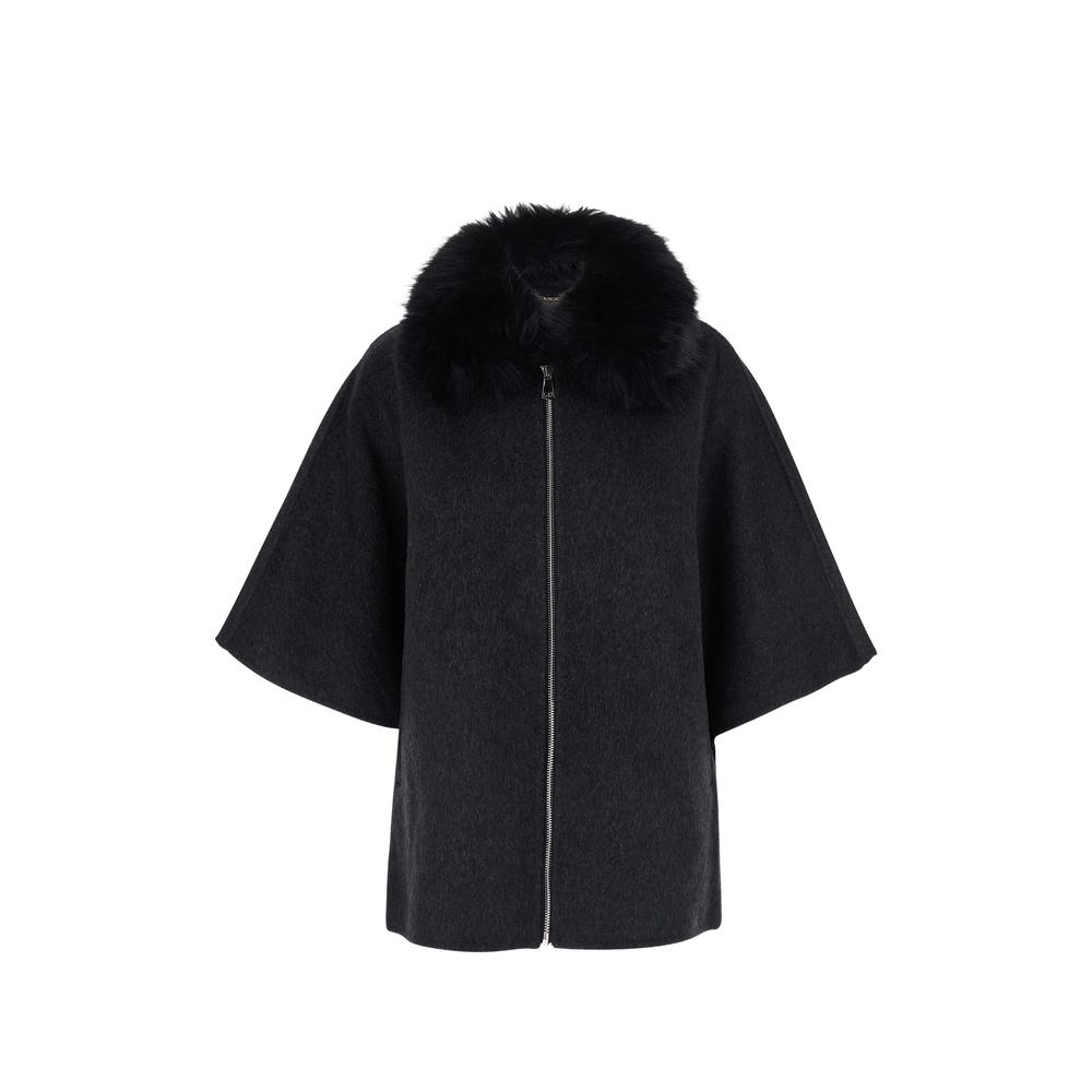 Clementine faux-fur collar cape 1
