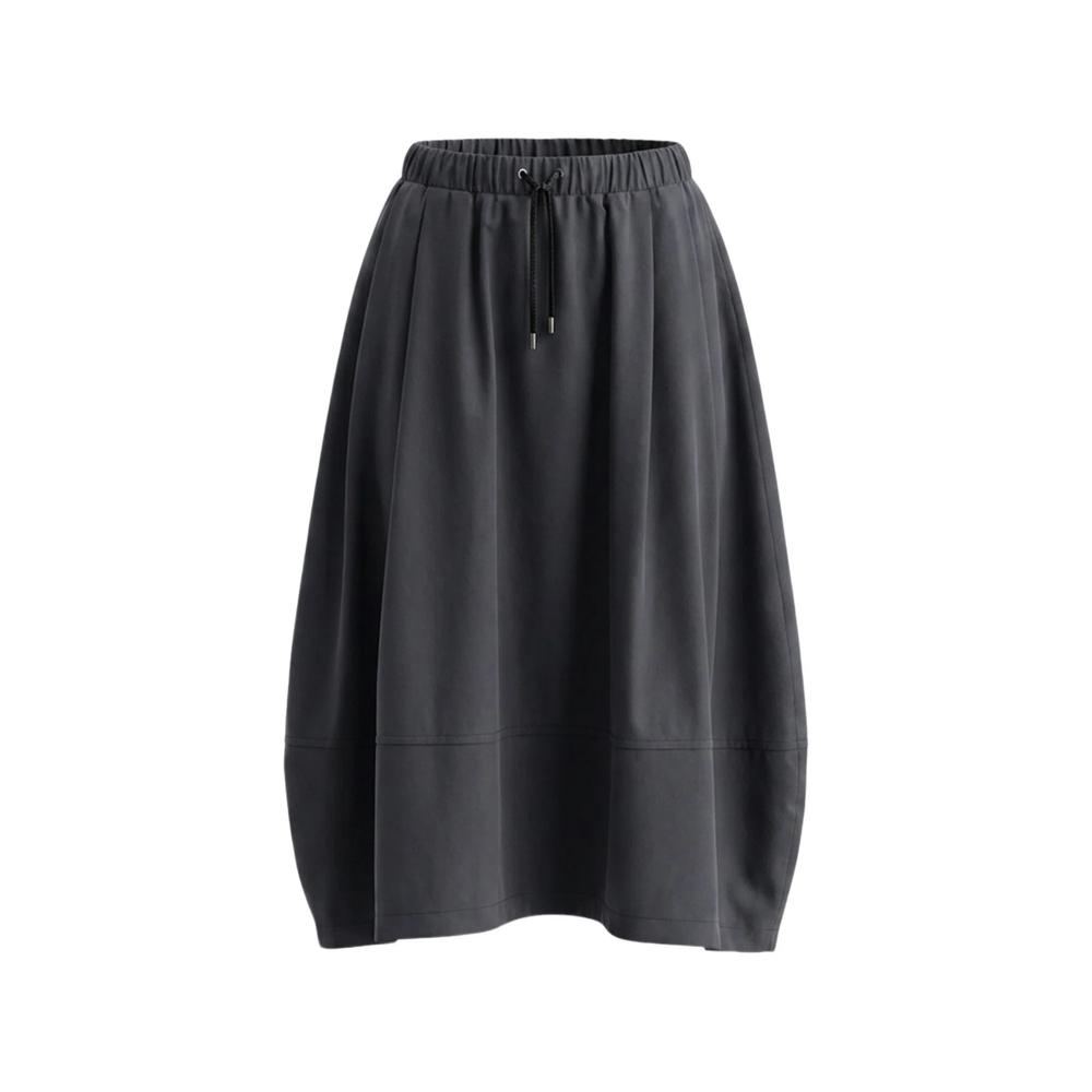 drawstring-waist pleated midi skirt 1