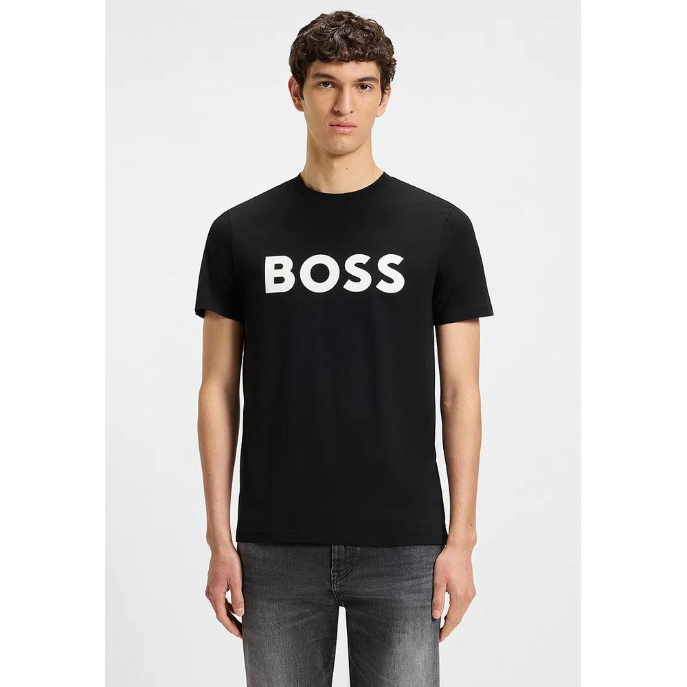 Резиновый Принт Логотип Хлопковый Джерси Футболка - BOSS Orange 1
