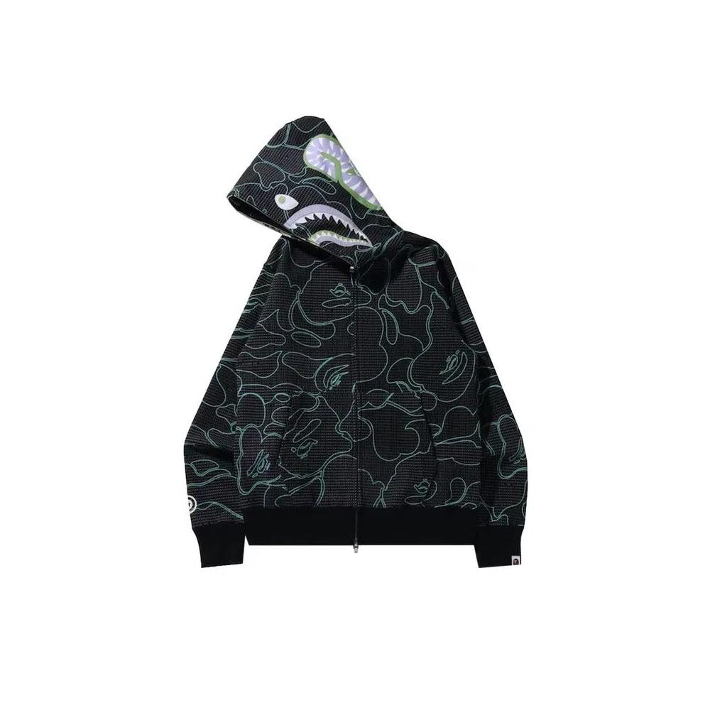 Худи на молнии BAPE Text Code Camo Shark Full Zip Hoodie 'Black' 2