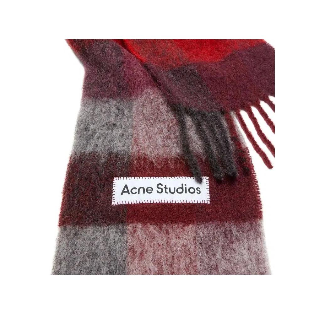 Шарфы Acne Studios Mohair Checked Scarf 'Красный/Черный' 2