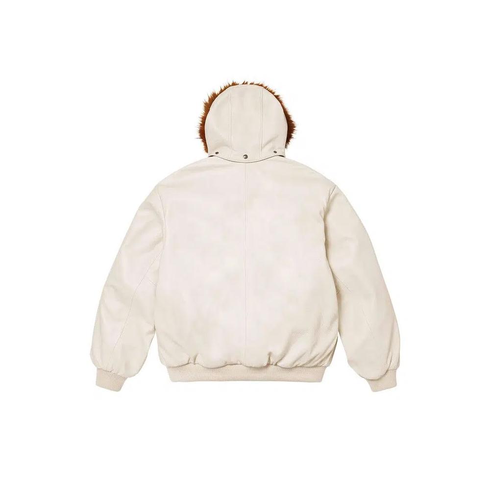 Бомберы Supreme x Schott Hooded Leather Bomber Jacket 'Stone' 2