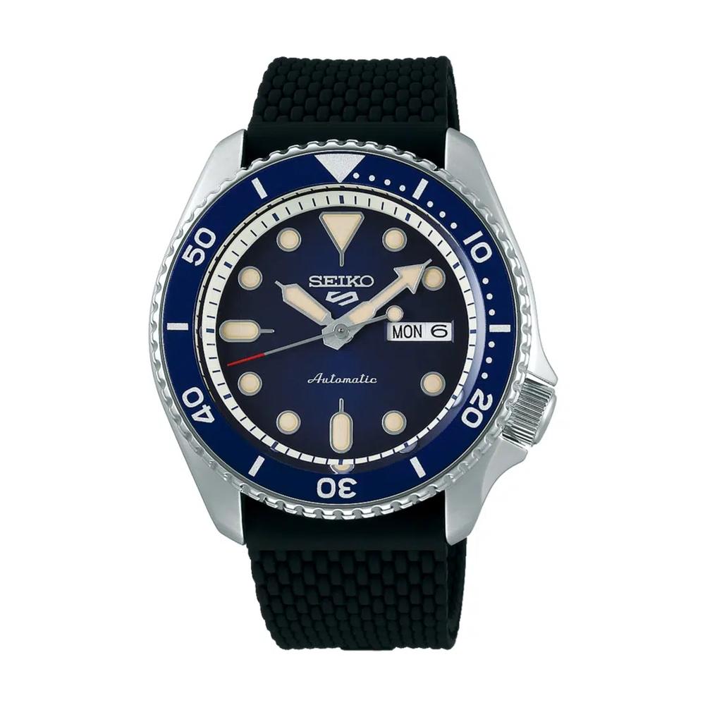 Seiko 5 Sports SKX Series синий солнечный циферблат черный силиконовый ремешок автоматические часы SRPD71K2 1
